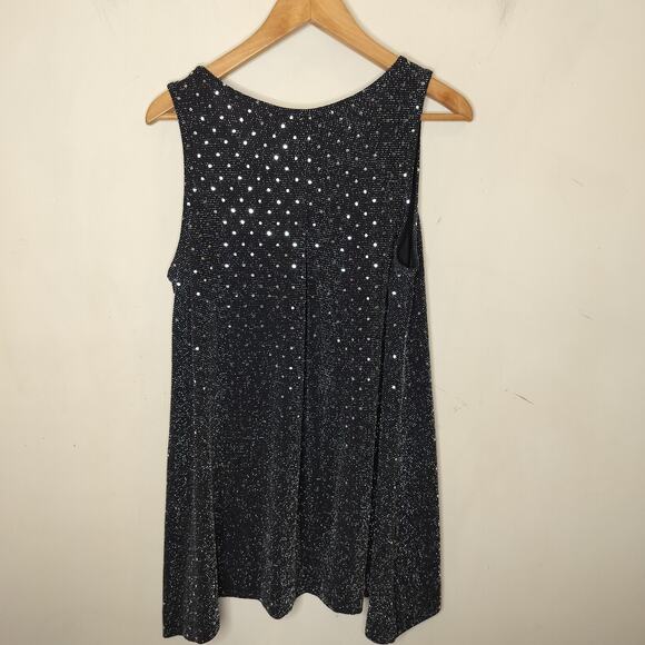 Nally & Millie Silver Paillette Tank Top Shiny Metallic Party - Picture 8 of 11